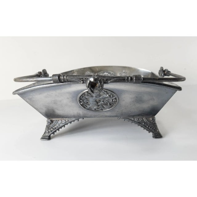 19th Century American Victorian Silverplate Basket With Cat For Sale - Image 9 of 12