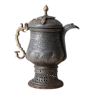 Islamic Tinned-Copper Coffee Pot With Brass Handle, c.1880 For Sale