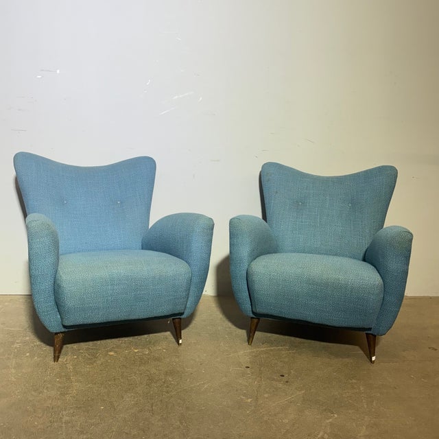 Mid-Century Blue Armchairs from Isa Bergamo, 1950s, Set of 2 For Sale - Image 4 of 16