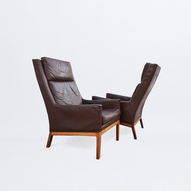 Set of High Back Easy Chairs by Kai Lyngfeldt Larsen for Søren Willadsen Møbelfabrik, 1950s For Sale - Image 4 of 8