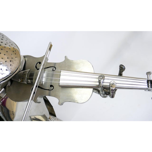 Metal "Frog Violinist" Folk Art Metal Sculpture by James Sauer For Sale - Image 7 of 12