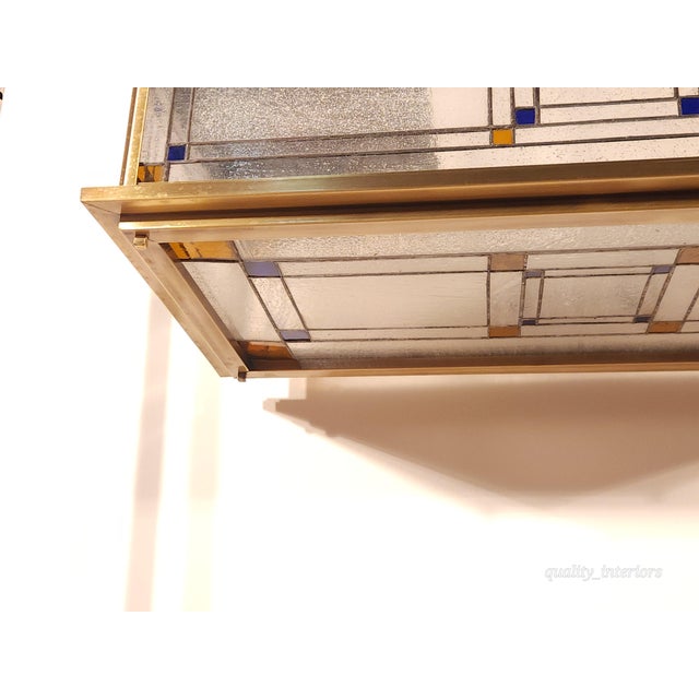 Brass Vintage Monumental Mission Arts and Crafts Prairie Frank Lloyd Wright Chandelier 36" X 36" For Sale - Image 8 of 12