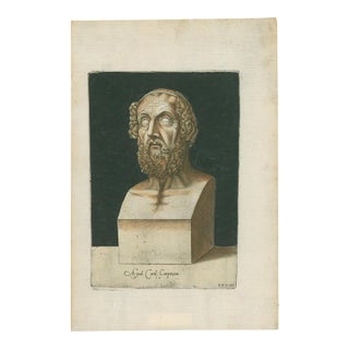 Homer – Ancient Greek Poet – Lafreri Engraving, Rome, 1569 For Sale