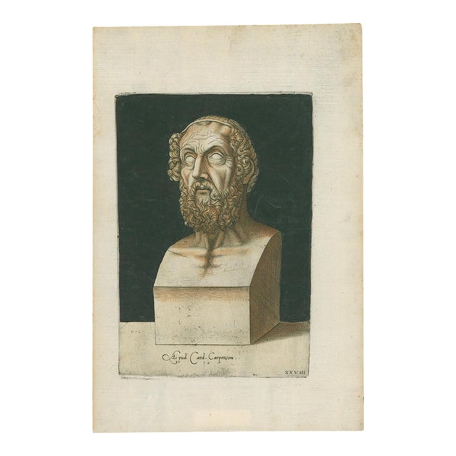 Homer – Ancient Greek Poet – Lafreri Engraving, Rome, 1569 For Sale
