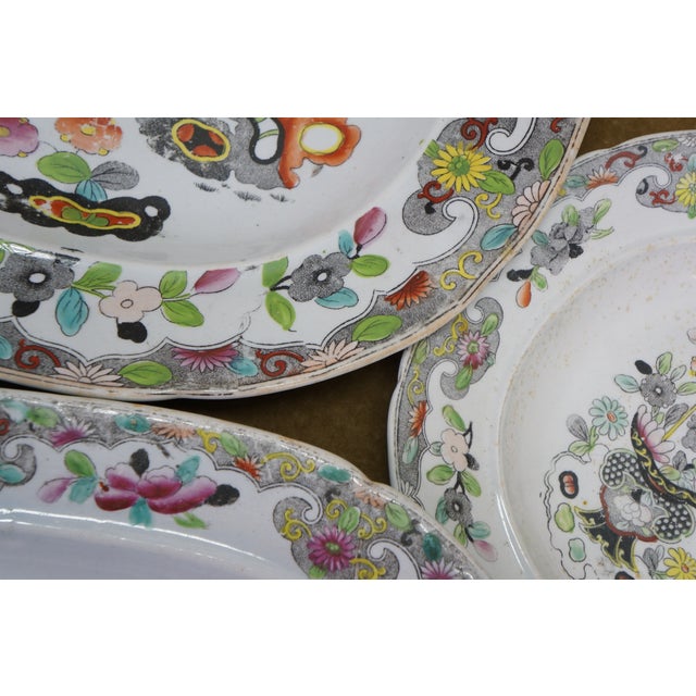 Antique 1825 Stephan Folch Bamboo & Basket Ironstone China Platters - Set of 4 For Sale - Image 9 of 14