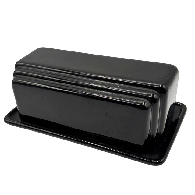 1981 Neo Art Deco Black Bowl, Vase, Shaker, Butter Dish, Kitchen Table Set of 9 For Sale - Image 14 of 17