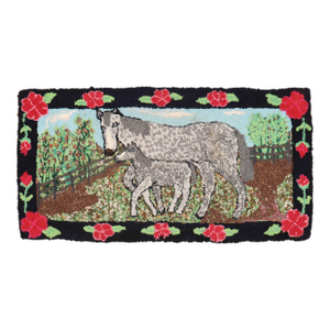 American Hooked Pictorial Throw Rug