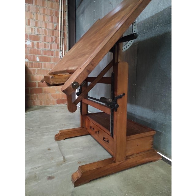 Vintage Adjustable Architect's Drafting Table in Wood For Sale - Image 9 of 11