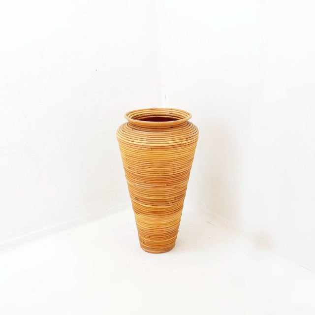 Vintage Rattan Floor Vase or Umbrella Stand For Sale - Image 10 of 14