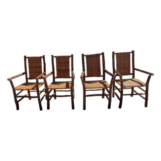 Set of Four 1930s Old Hickory Arm Chairs For Sale