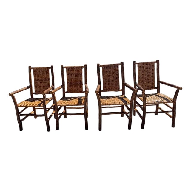 Set of Four 1930s Old Hickory Arm Chairs For Sale