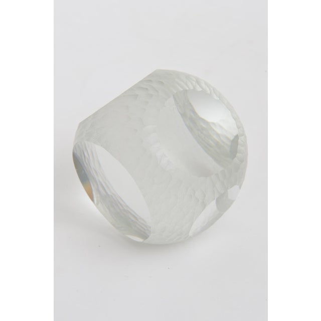 Vintage Czech Signed Battuto Glass Paperweight Sculpture 1980's For Sale - Image 9 of 16