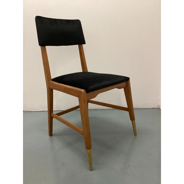 1950s 1950s Mid-Century Modern Velvet Couple Dining Chairs by Gio Ponti , Italy 1960s - Set of 2 For Sale - Image 5 of 13