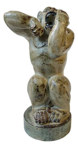 Roaring Monkey in Glazed Stoneware by Knud Kyhn for Royal Copenhagen, 1950s