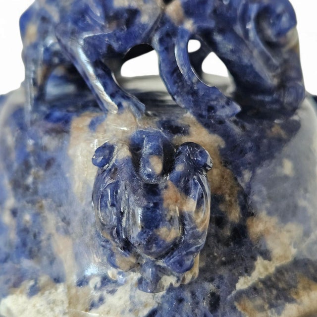 Early 20th Century Extremely Rare Early 20th Century Hand-Carved Lapis Lazuli Chinese Dragon Censer For Sale - Image 5 of 12