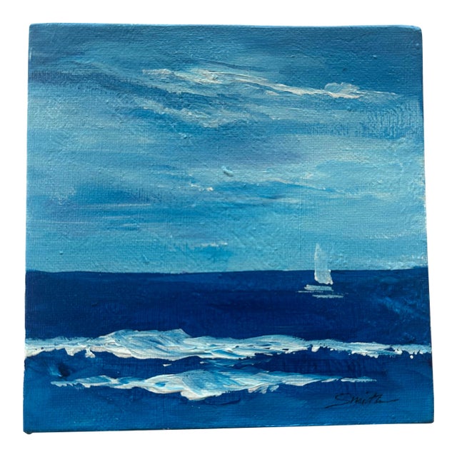 Original Acrylic Seascape “Sailing On” by Nancy Smith For Sale