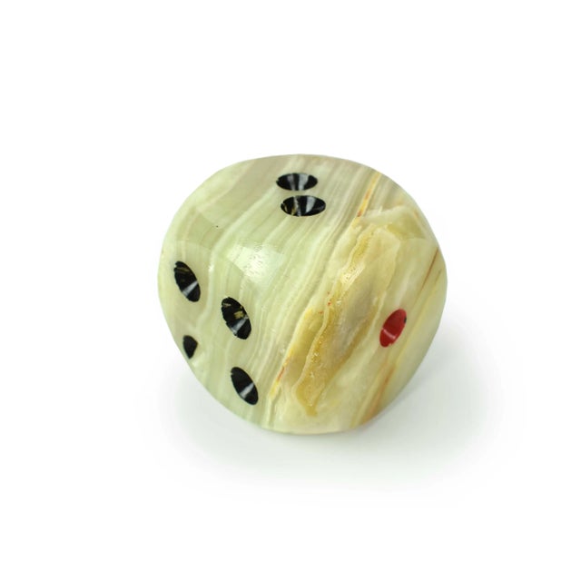 Mid-Century Modern Mid 20th Century Oversized Handcrafted Solid Onyx Stone Dice Paperweight Figurine For Sale - Image 3 of 7