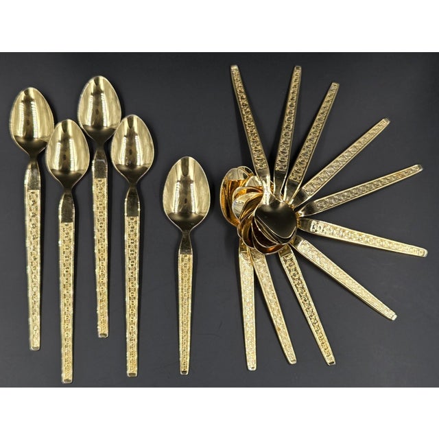 Mid-Century Modern Vintage Gold Electroplate "Trocadero" Hostess & Serving Flatware- 53 Piece Collection For Sale - Image 3 of 18