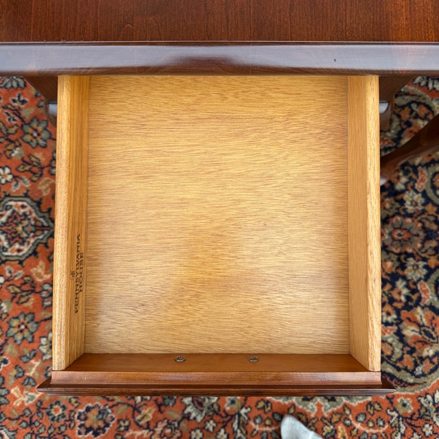 Wood Vintage Pennsylvania House Traditional Queen Anne Solid Cherry 1 Drawer Side Tables - A Pair For Sale - Image 7 of 14