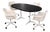 Striking vintage mid century modern dining or conference set featuring a black oval table paired with four matching white...