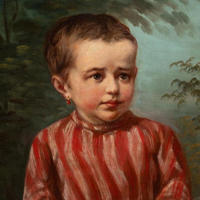 Portraiture Original Oil on Canvas Painting of Young Girl, Hungary Circa 1890 For Sale - Image 3 of 12