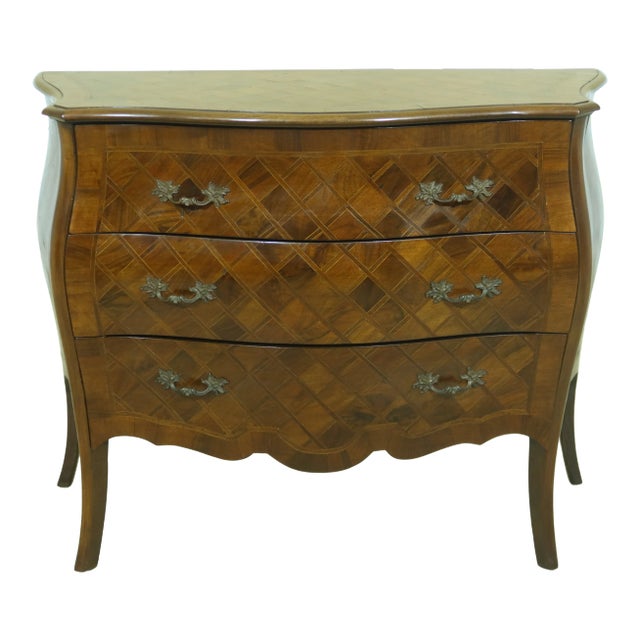 Italian Parquetry Inlaid 3 Drawer Commode Chest For Sale