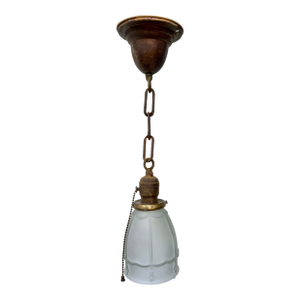 Antique Pendant Light Fixture With Frosted Glass Shade