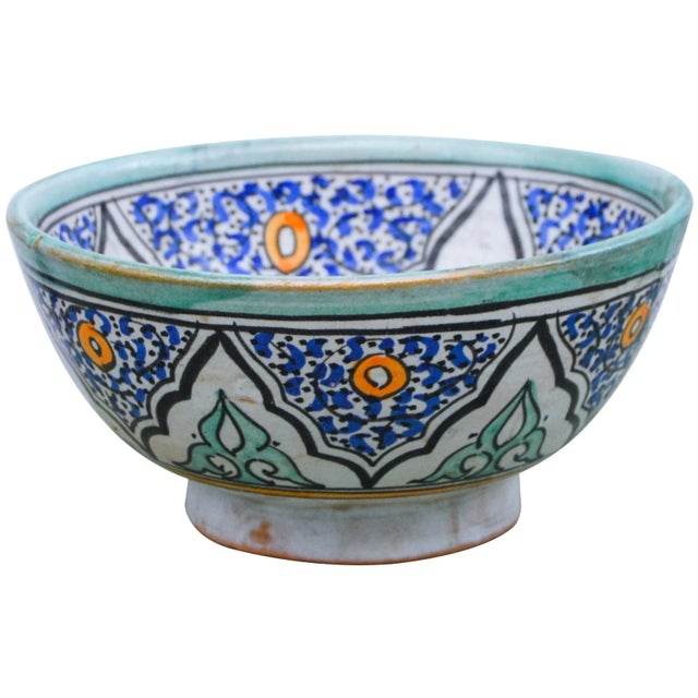 Polychrome Ceramic Bowl with Moorish Pattern For Sale - Image 9 of 9