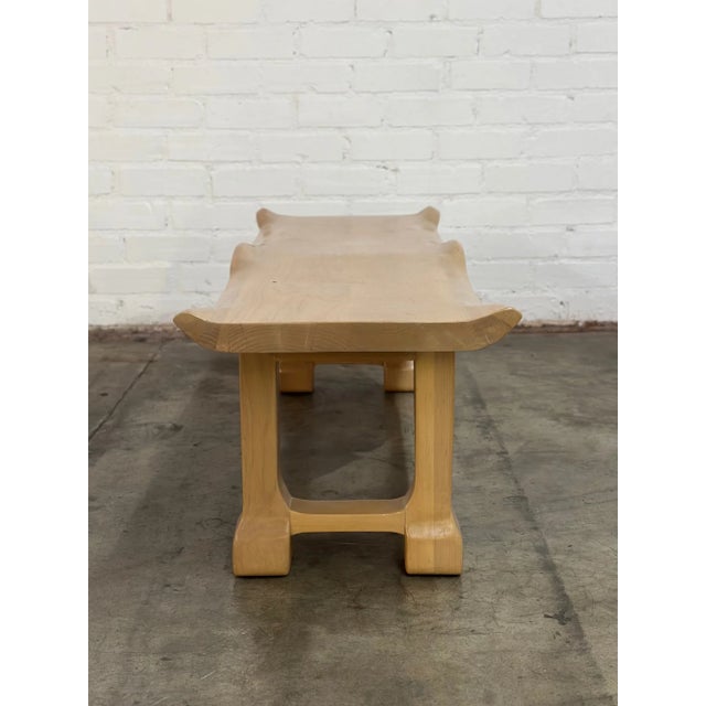 Mid-Century Modern Sculptural Wavy Bench Handcrafted For Sale - Image 3 of 14