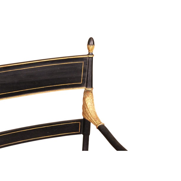Regency Style Parcel Gilt Black Painted Armchair For Sale In New York - Image 6 of 7