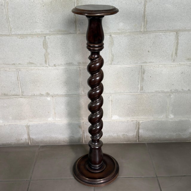 Vintage Italian Wood Torchon Pedestal Column, 1960s For Sale - Image 11 of 11