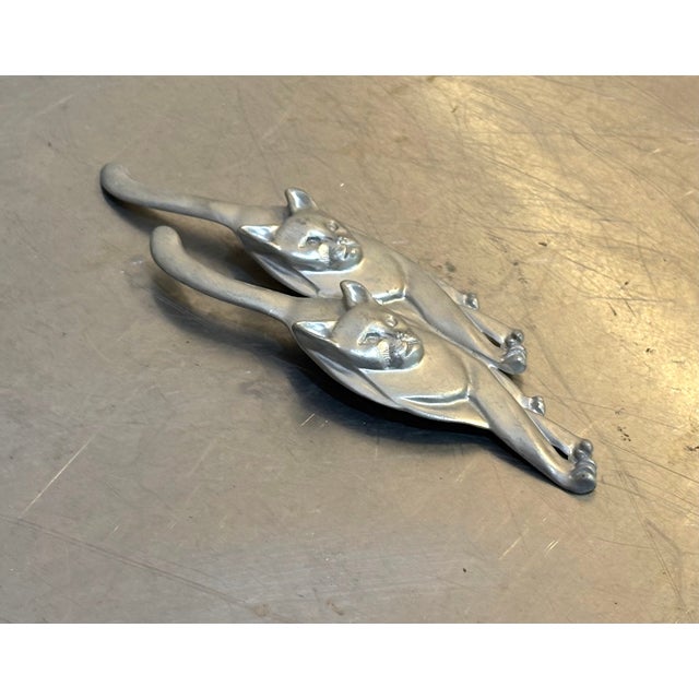 1980s Maurice Millere Large Pewter Cat Brooch For Sale - Image 5 of 7