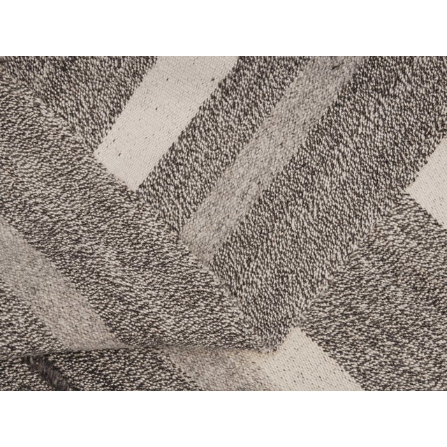 1970s Vintage Handmade Wool Cotton Grey Kilim Runner Rug For Sale - Image 11 of 11