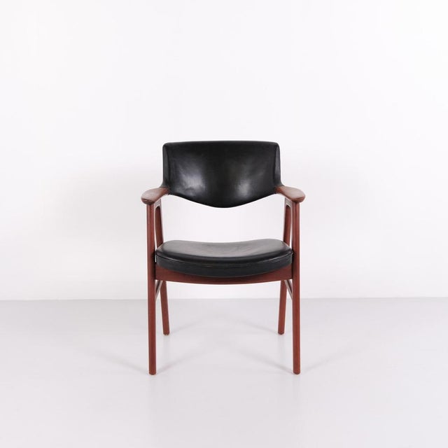 Model 43 Armchair in Teak and Black Leather by Erik Kirkegaard for Høng Stolefabrik, 1950s For Sale - Image 11 of 12