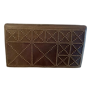 1980s Paloma Picasso Studded Chocolate Brown Fabric Bag For Sale