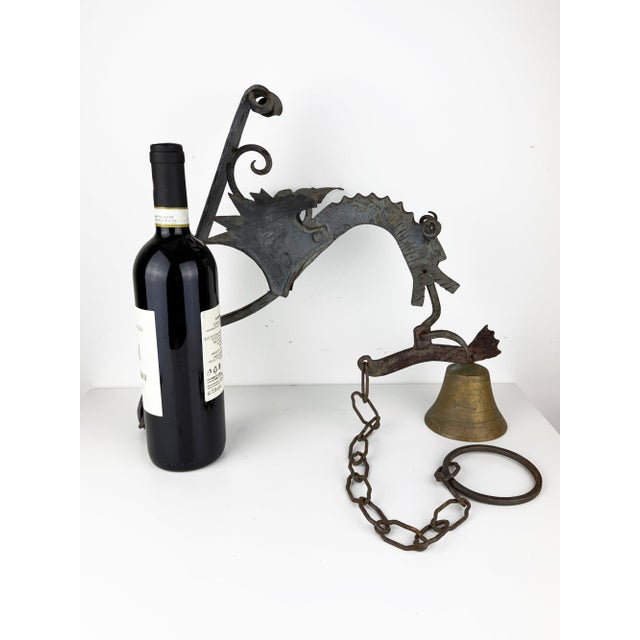 Vintage Gothic Style Wrought Iron Wall-Mounted Dragon Doorbell, 1950s For Sale - Image 13 of 15