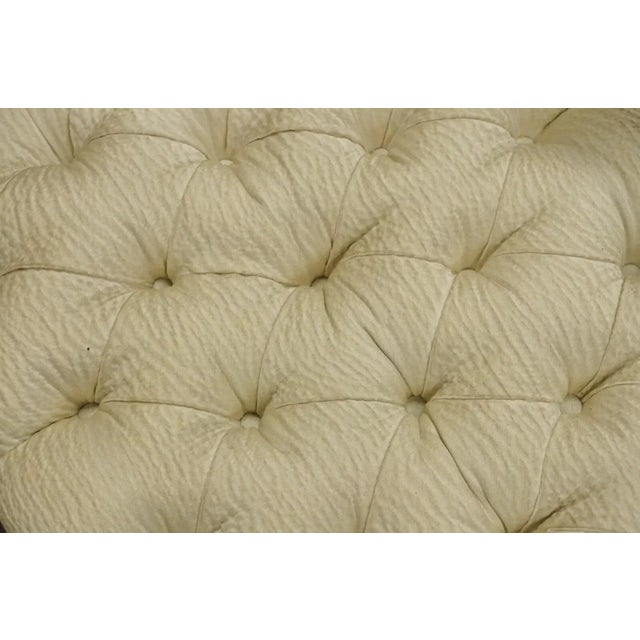 Beige Mid 20th Century Vintage French Country Style Carved Wood Spindle Upholstered Settee Sofa For Sale - Image 8 of 12