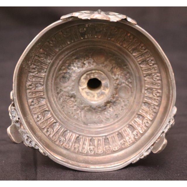 Metal Antique Polish Silver-Plated Shabbat Candlesticks – Signed Norblin & Co., Warsaw For Sale - Image 7 of 9