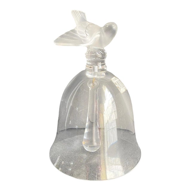 Vintage Lalique Crystal Bird Bell Frosted Glass Sparrow