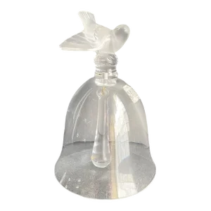 Vintage Lalique Crystal Bird Bell Frosted Glass Sparrow