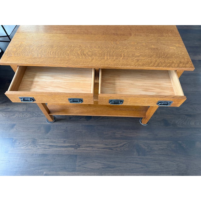 Brown Stickley Mission / Arts & Crafts Oak Server / Console / Buffet – Model 640 – Fayetteville Finish For Sale - Image 8 of 11