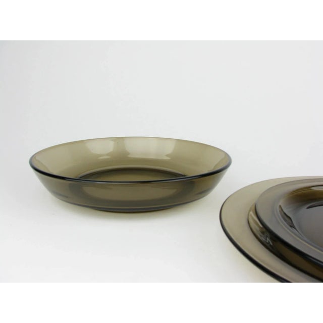 Brown Vintage 1970s Vereco France Smoke Brown Glass Dinnerware Set - 40 Pieces For Sale - Image 8 of 12