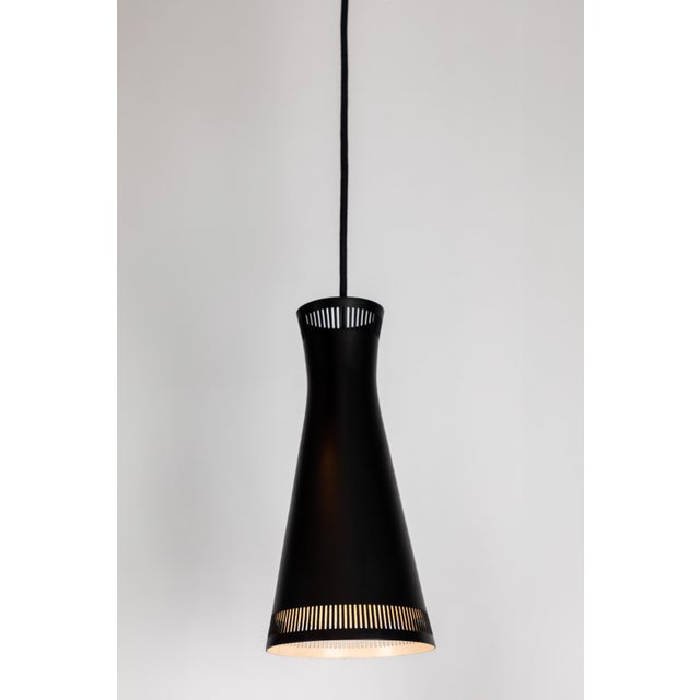 1950s Mauri Almari Perforated Black Metal Pendant for Idman Oy Finland For Sale - Image 9 of 12
