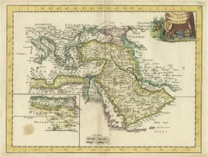 Antique Handcolored Map of the Turkish Empire, 1748
