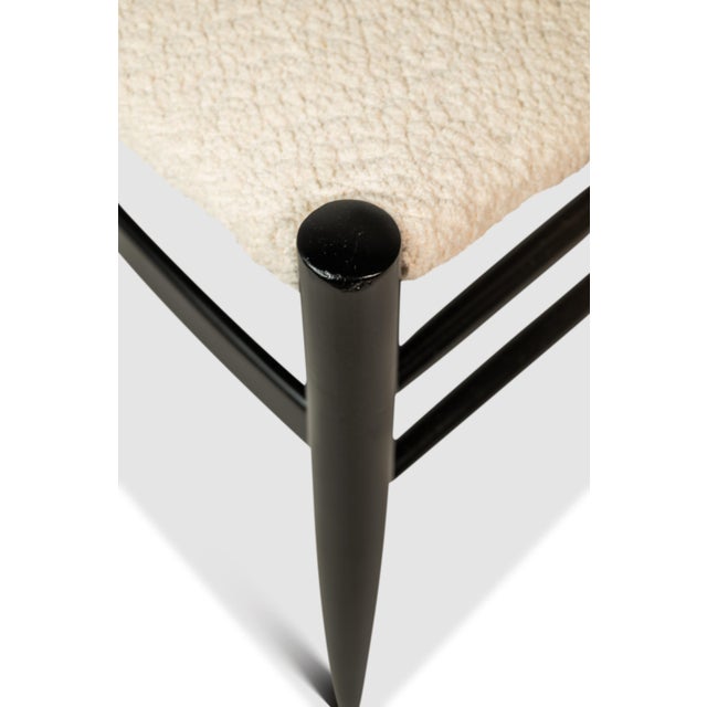 Set of Twelve (12) Mid-Century Italian Modern Bespoke Ebonized High-Back Dining Chairs in White Bouclé After Gio Ponti, Italy, C. 1960's For Sale - Image 15 of 17