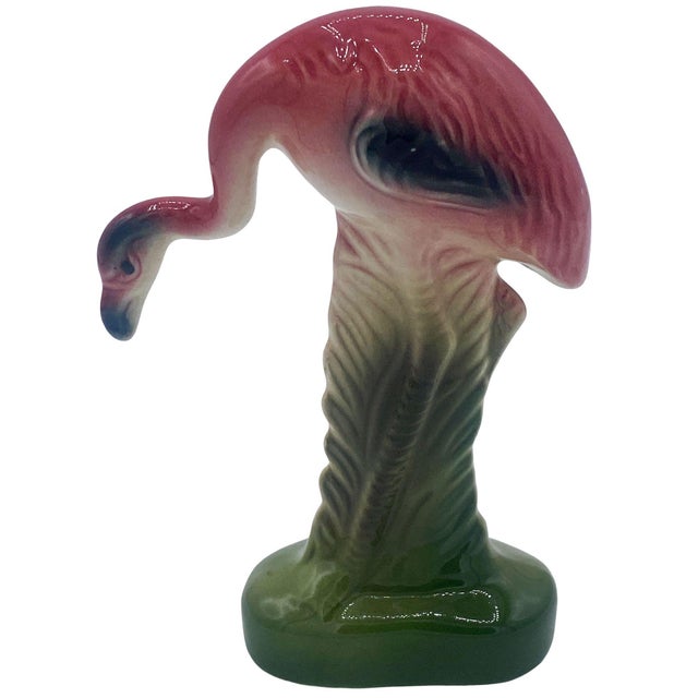 Pink Pair of Mid 20th Century Matching Miniature Pink Flamingo Ceramic Tabletop Figure Statues For Sale - Image 8 of 13
