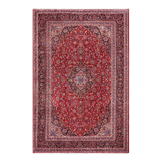 Shabby Chic Persian Red/Blue Wool Rug - 8'0'' X 11'11'' For Sale