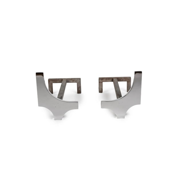 Abstract Metal Andirons, 1960s, Set of 2 For Sale - Image 6 of 6