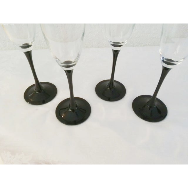 Art Deco Vintage Ebony Crystal Champagne Flutes - Set of 8 For Sale - Image 3 of 3