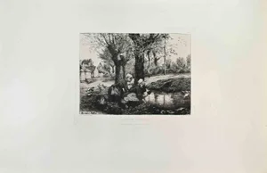 Maurice Matieu, La Fontain du Pasturian, Etching, 1870s
